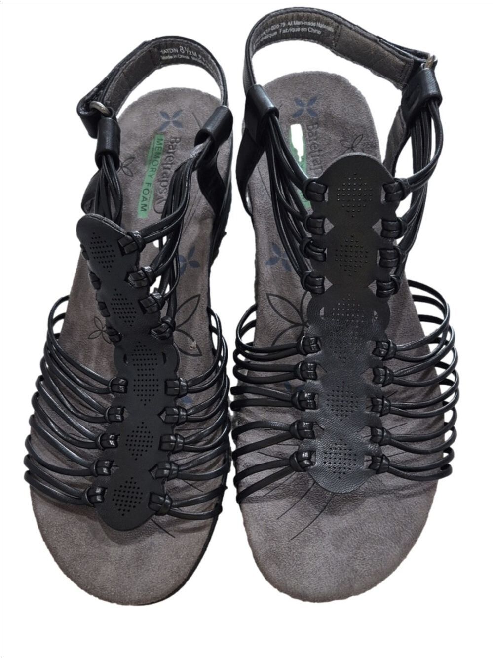 Baretraps Haydin Black Strappy Gladiator Wedge Sandals Comfort Sz  8.5